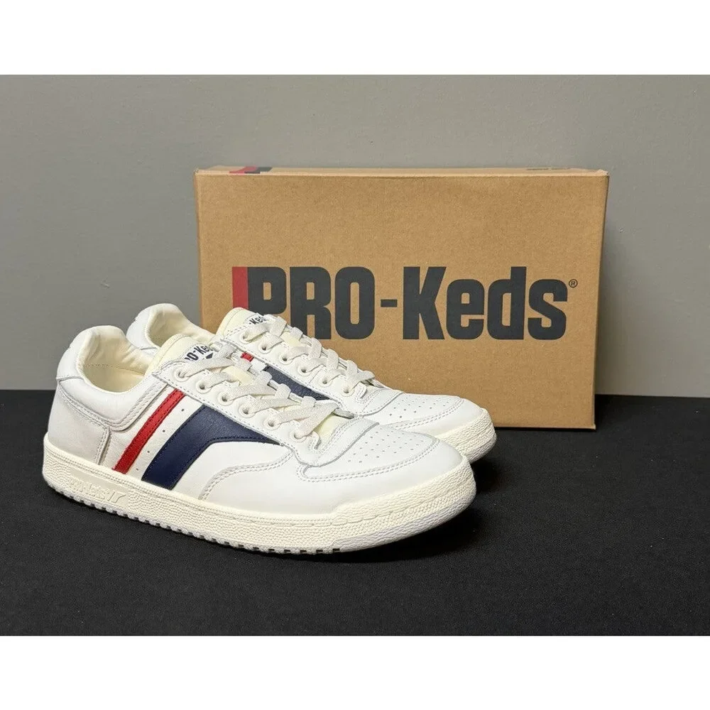 Pro-Keds Skyhawk Men's Size 13 (M) White/Blue/Red Low Top Leather Sneakers NWT